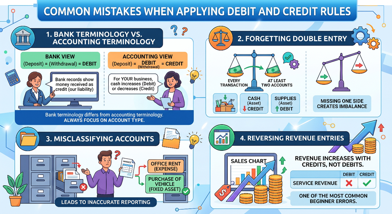 Common Mistakes When Applying Debit and Credit Rules